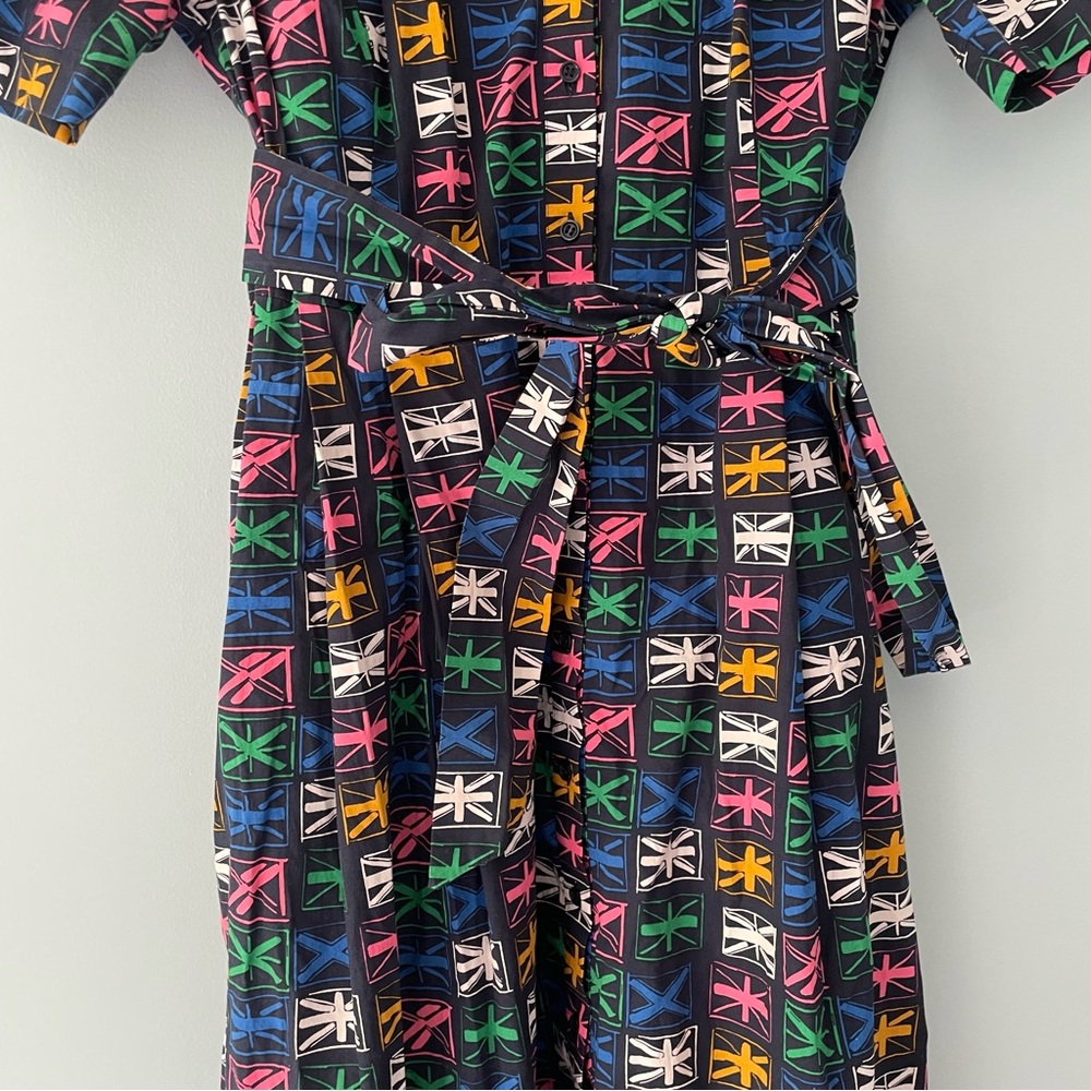 BODEN Anastasia Fit & Flare Shirtdress in Union Jack Rainbow Flags W0293 - Picture 7 of 9